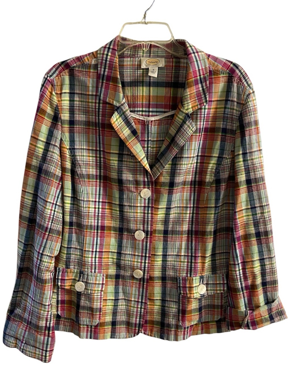 Talbots Plaid Blazer Jacket Cotton Size 18